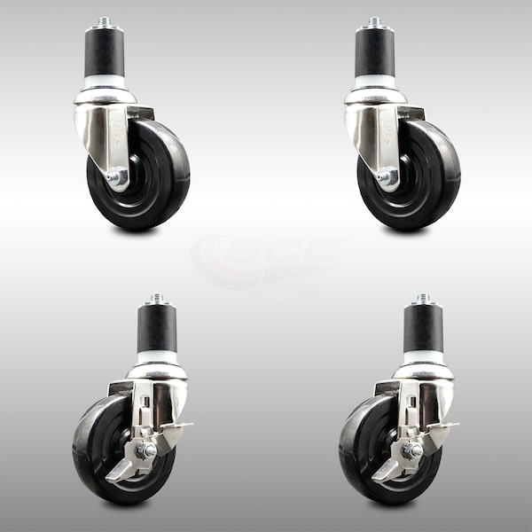 Service Caster 4 Inch 316SS Soft Rubber Swivel 1-3/4 Inch Expanding Stem Caster Brake SCC, 2PK SCC-SS316EX20S414-SRS-2-TLB-2-134 - main